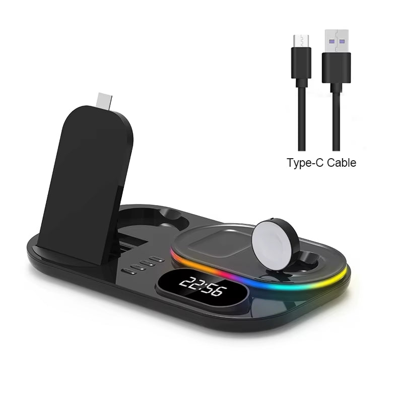 Wireless Charger for Iphone 3 in 1 Fast Wireless Charging Station with Clock Night Light for Apple Watch Ultra/9/8/7/6 Series