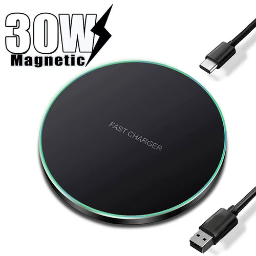 30W Wireless Charger Pad for Iphone 15 14 13 12 Pro Max X Samsung Xiaomi Phone Qi Chargers Induction Fast Charging Dock Station