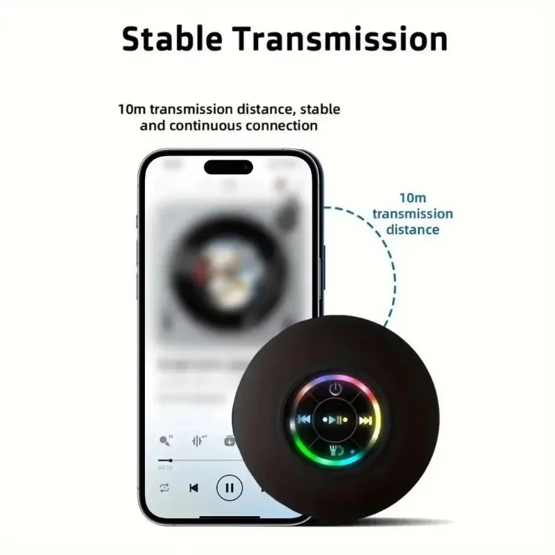 Mini Portable Wireless Waterproof Shower Speaker with LED Lights