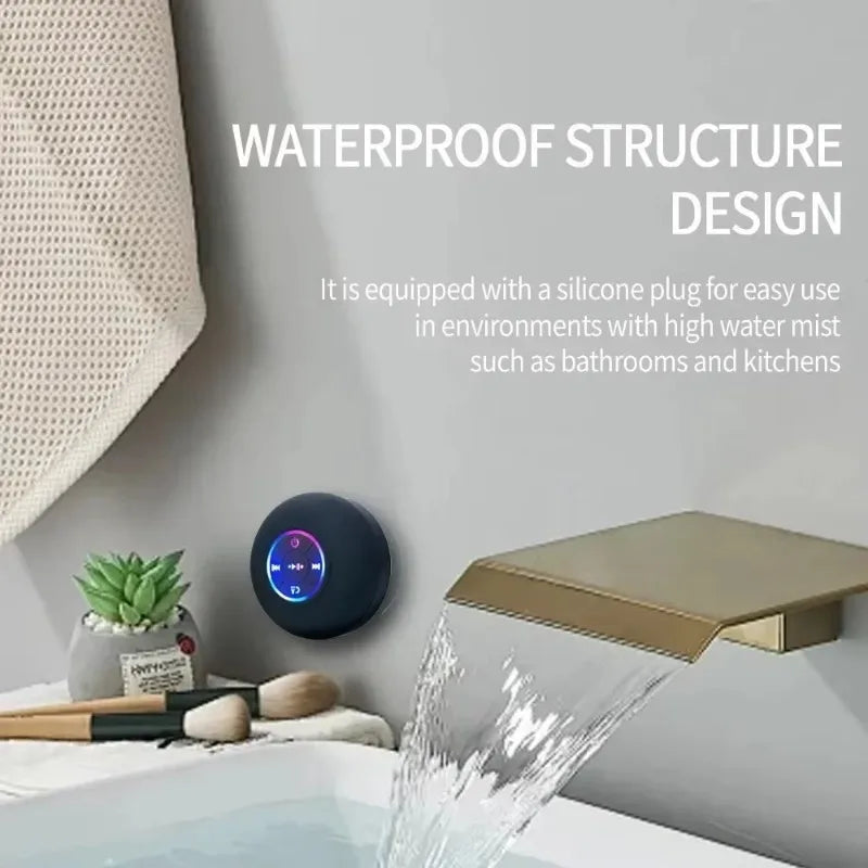 Mini Portable Wireless Waterproof Shower Speaker with LED Lights