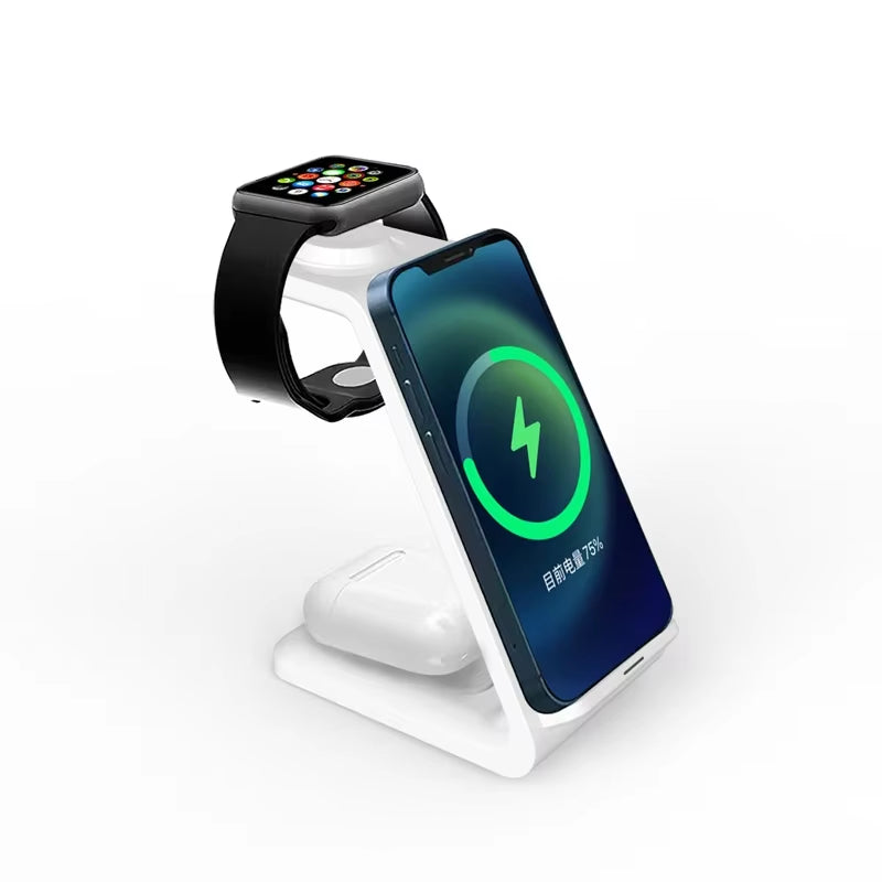100W Wireless Charger 3 in 1 Stand Dock for Apple Watch 8 7 Airpods Iphone15 14 13 12 11 XS X 8 Induction Fast Charging Station
