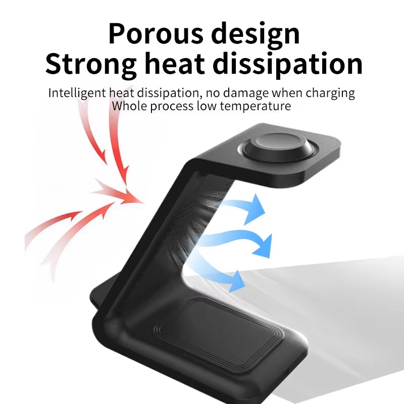 100W Wireless Charger 3 in 1 Stand Dock for Apple Watch 8 7 Airpods Iphone15 14 13 12 11 XS X 8 Induction Fast Charging Station